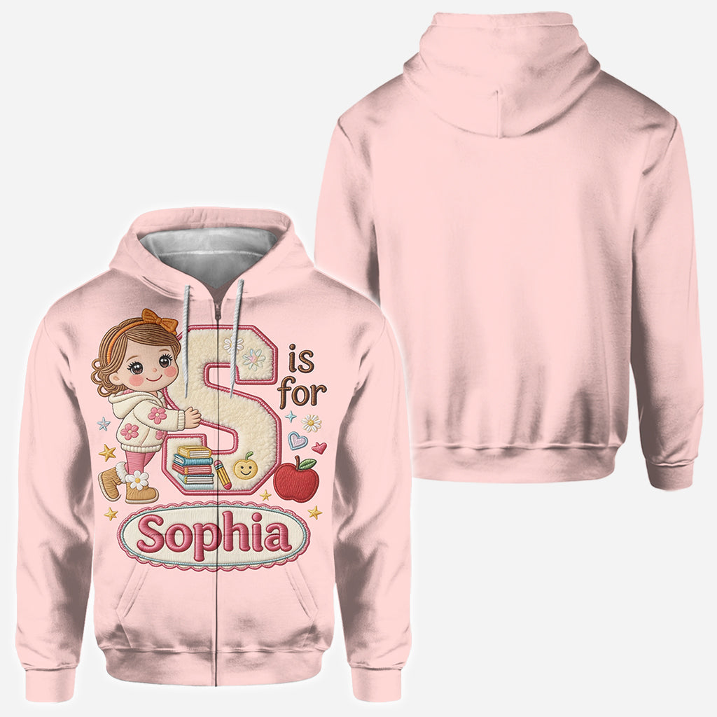 Custom Back To School Initial Shirt For Kids - Personalized Kid All Over Shirt