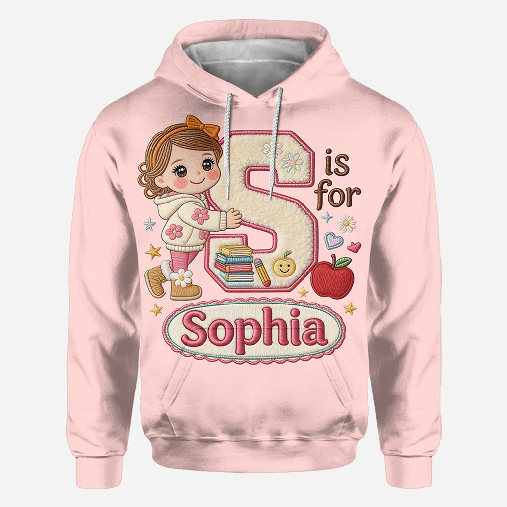 Custom Back To School Initial Shirt For Kids - Personalized Kid All Over Shirt