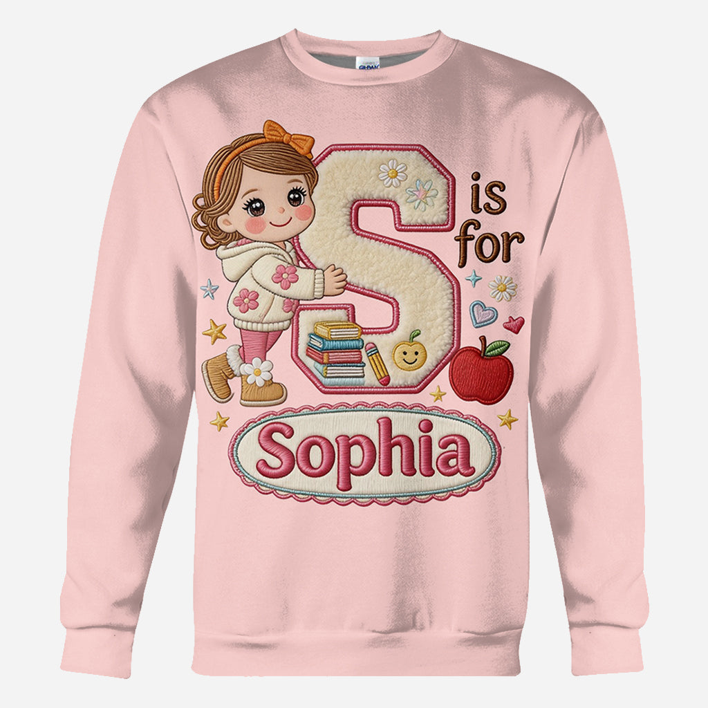 Custom Back To School Initial Shirt For Kids - Personalized Kid All Over Shirt
