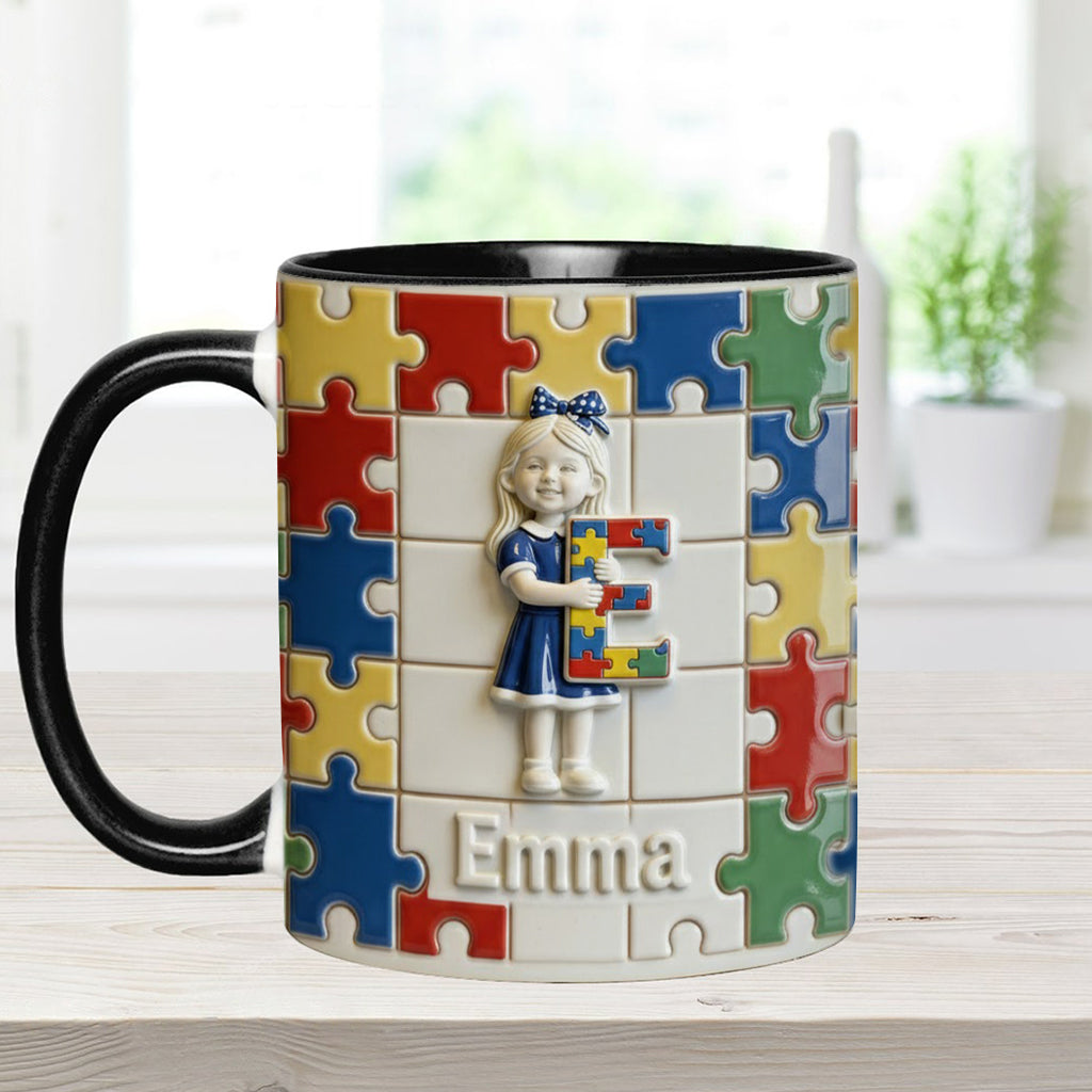 Brief zum Thema Autismus – Personalisierte Tasse und Untersetzer mit Autismus-Motiv