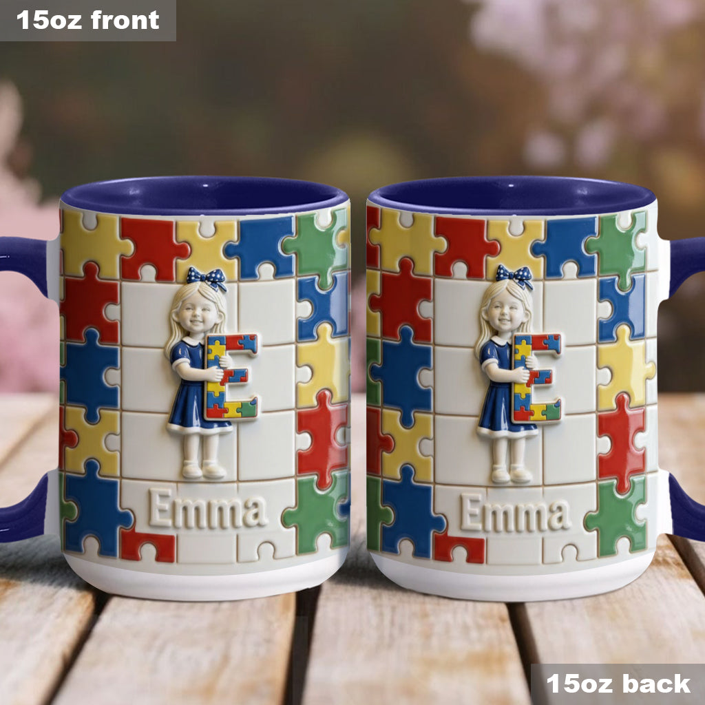 Brief zum Thema Autismus – Personalisierte Tasse und Untersetzer mit Autismus-Motiv