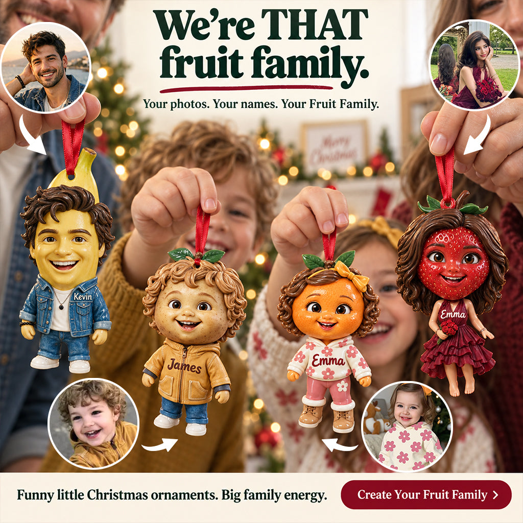 Funny Fruit Family Christmas Gift For Family Members, Friends - Personalized Family Premium 3D Ornament