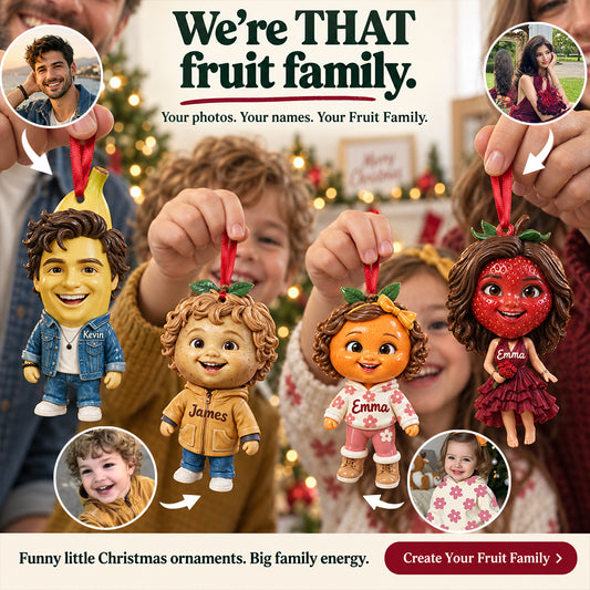 Funny Fruit Family Christmas Gift For Family Members, Friends - Personalized Family Premium 3D Ornament