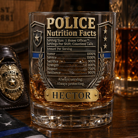 Toujours à votre service, toujours en protection - Verre à whisky personnalisé pour policier