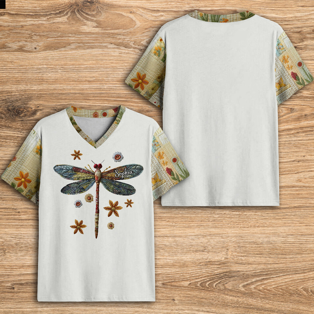 Love Dragonfly - Personalized Dragonfly Fully Printed V-Neck T-Shirt