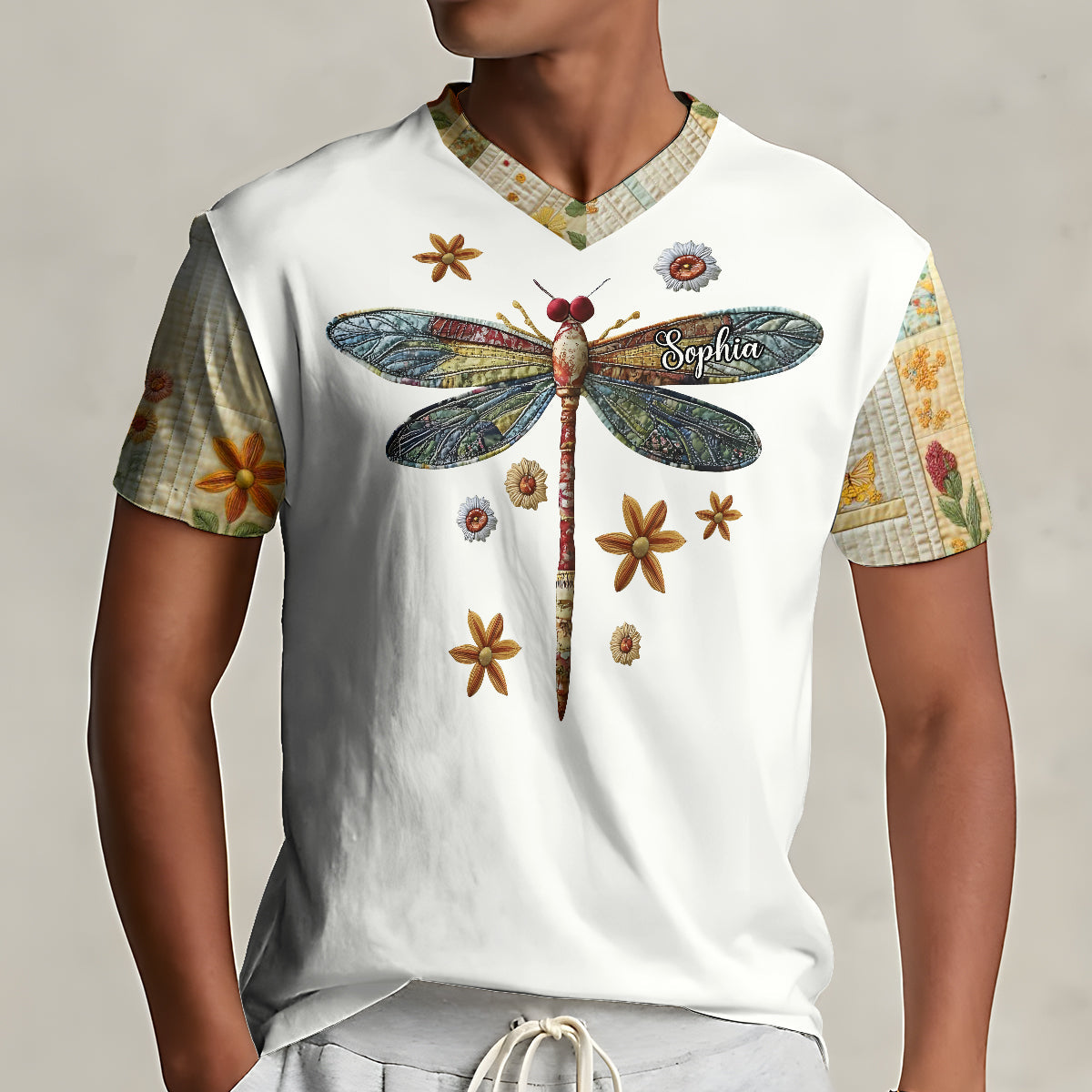 Love Dragonfly - Personalized Dragonfly Fully Printed V-Neck T-Shirt