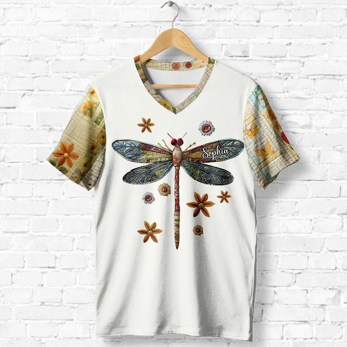 Love Dragonfly - Personalized Dragonfly Fully Printed V-Neck T-Shirt