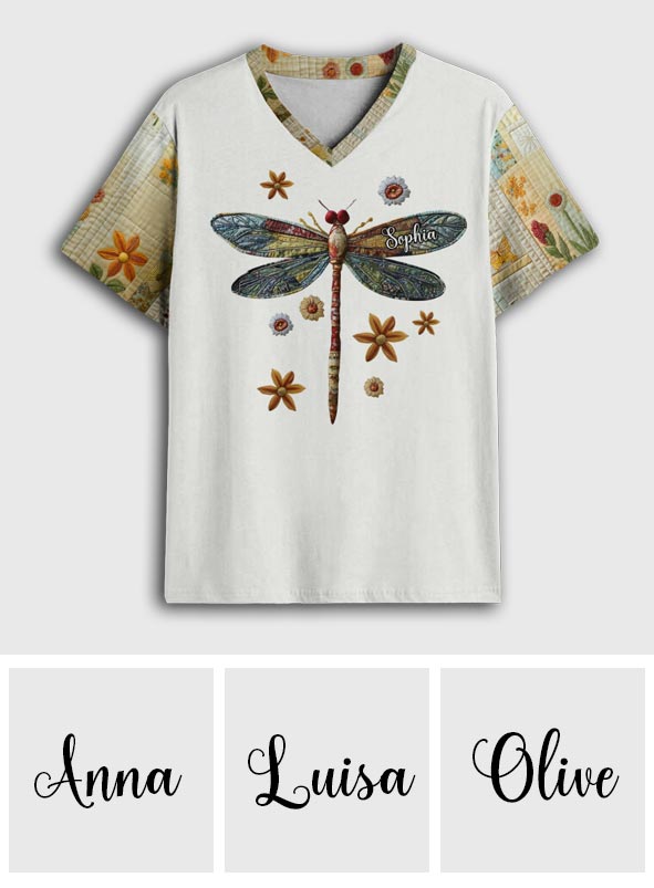 Love Dragonfly - Personalized Dragonfly Fully Printed V-Neck T-Shirt