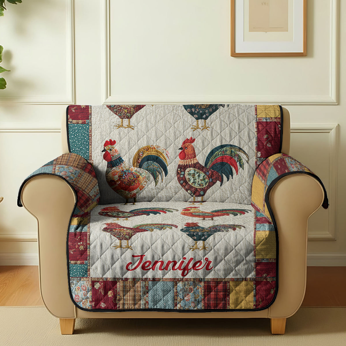 Farming Life - Personalized Chicken Quilted Sofa/Couch Cover