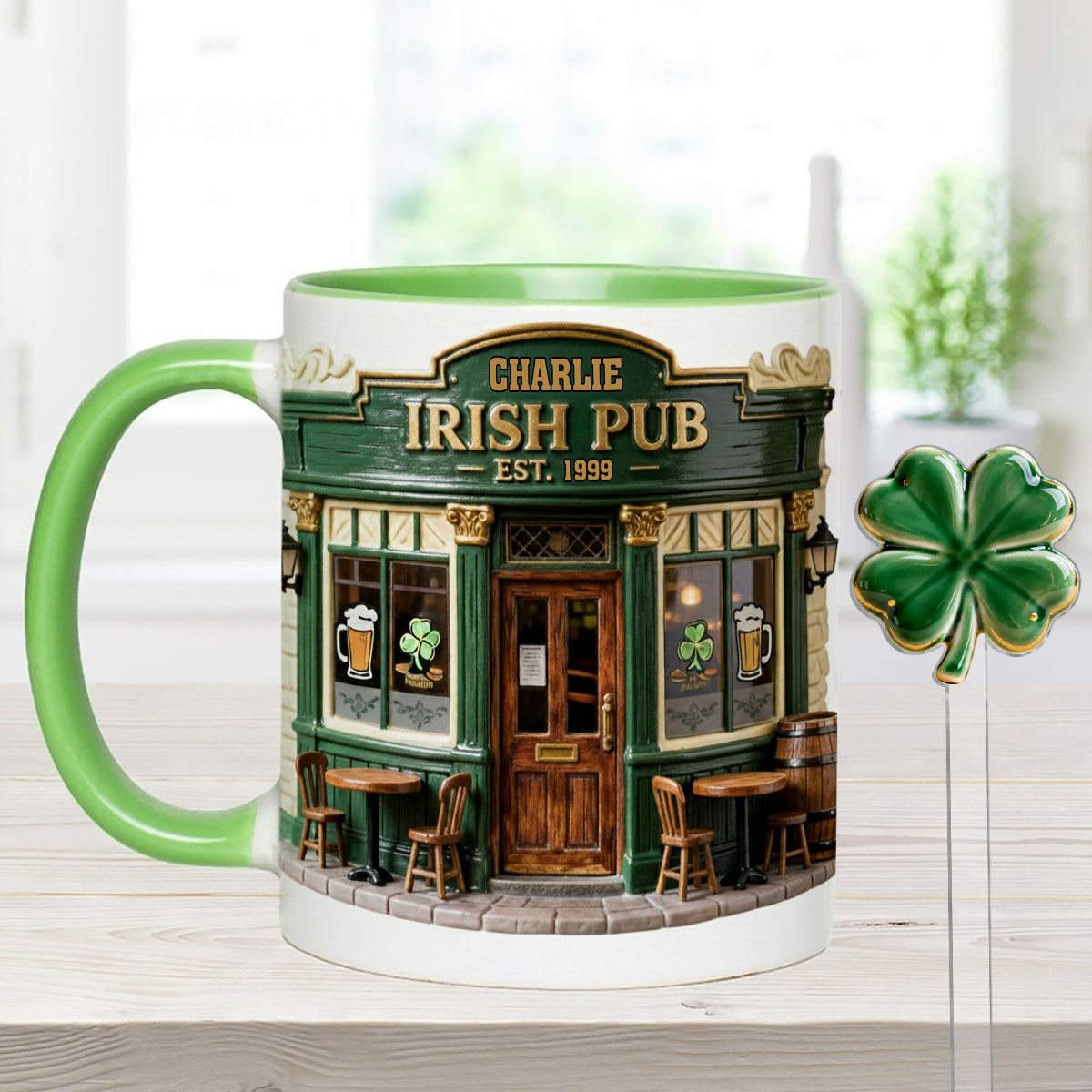 Ensemble de pub irlandais - Mug personnalisé avec agitateurs en acrylique