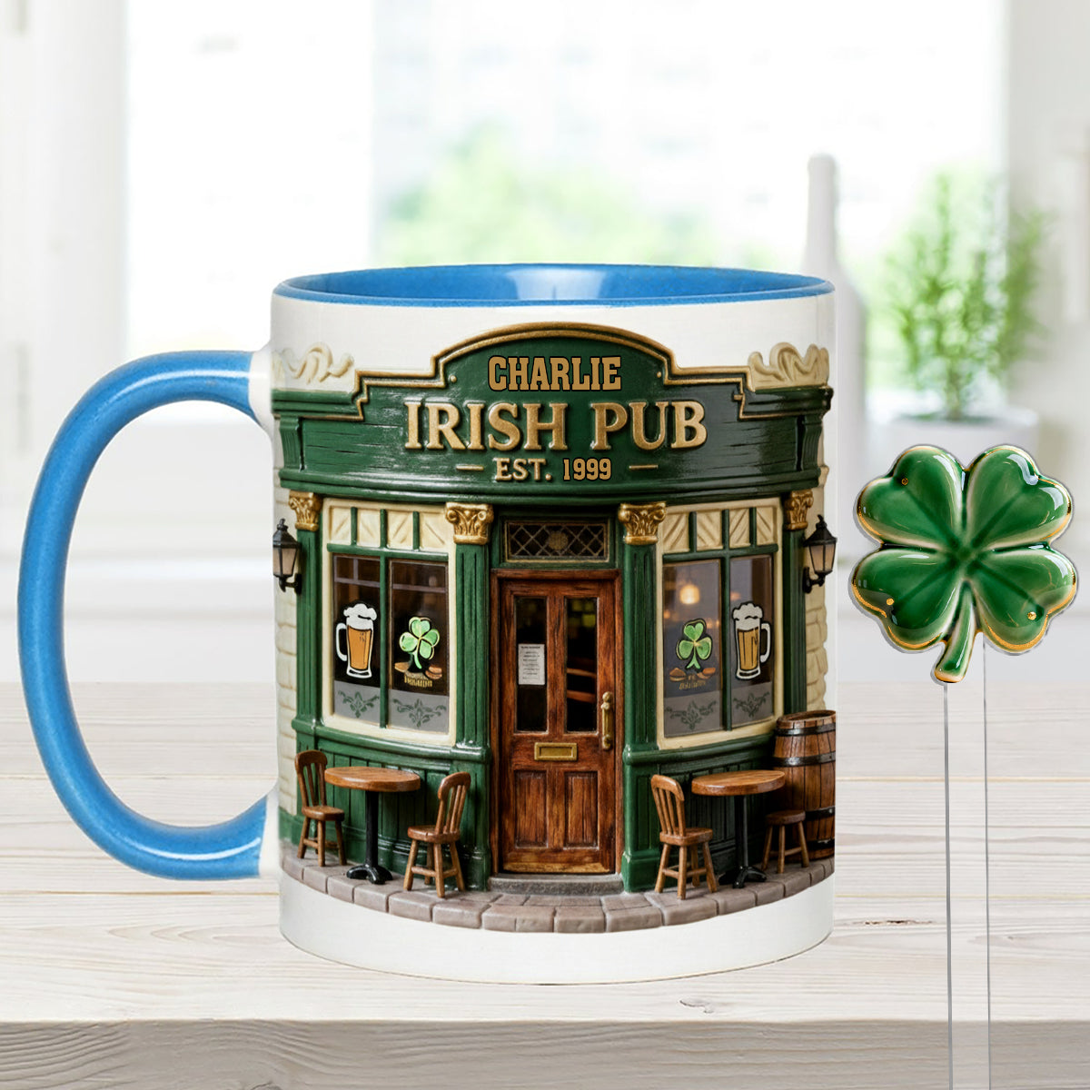 Ensemble de pub irlandais - Mug personnalisé avec agitateurs en acrylique