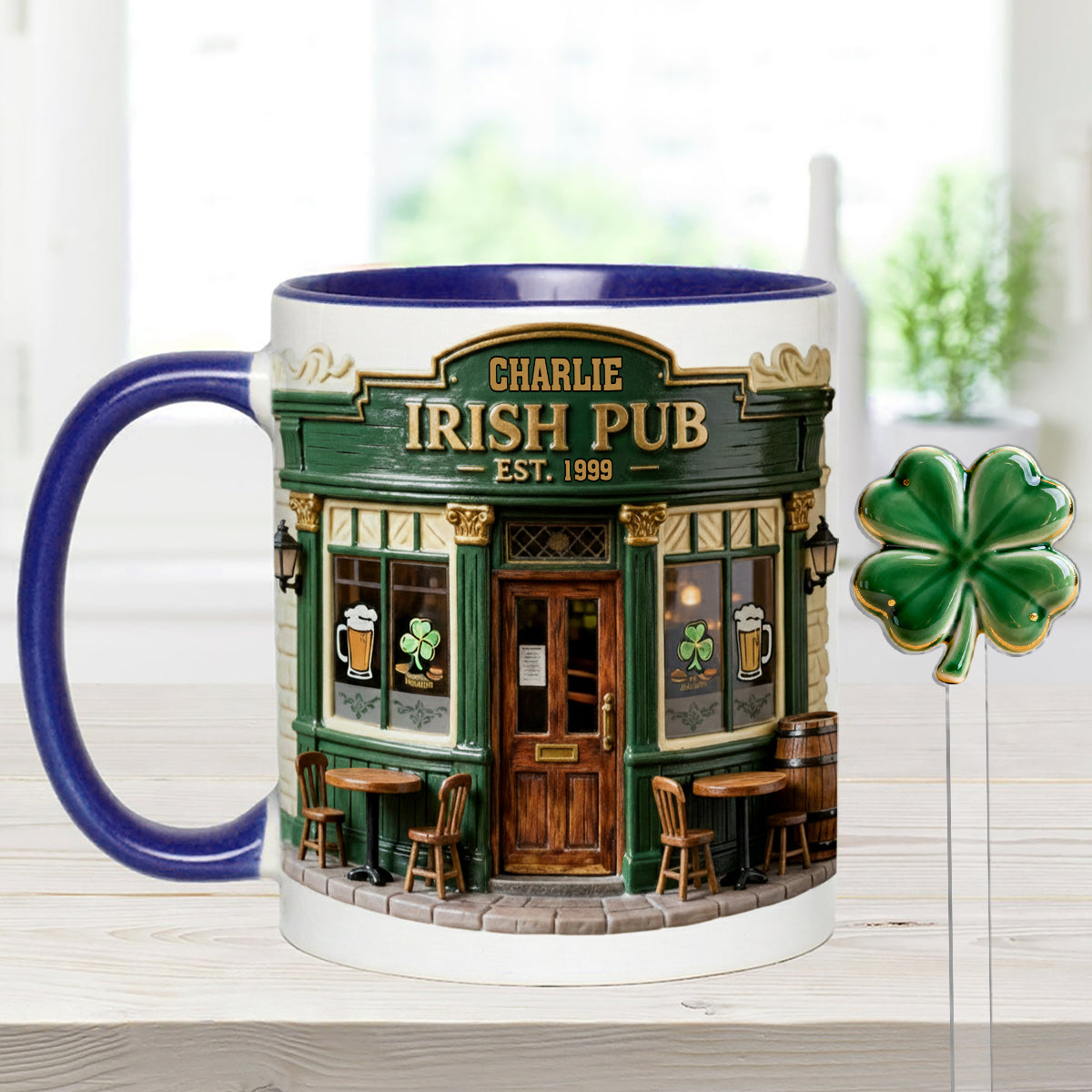 Ensemble de pub irlandais - Mug personnalisé avec agitateurs en acrylique