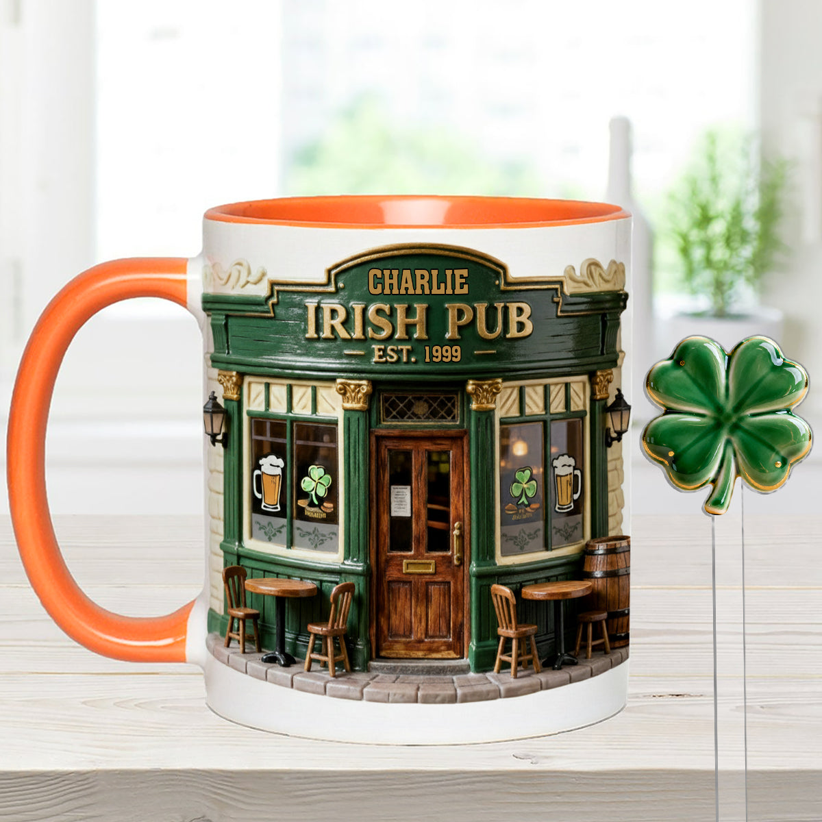 Ensemble de pub irlandais - Mug personnalisé avec agitateurs en acrylique