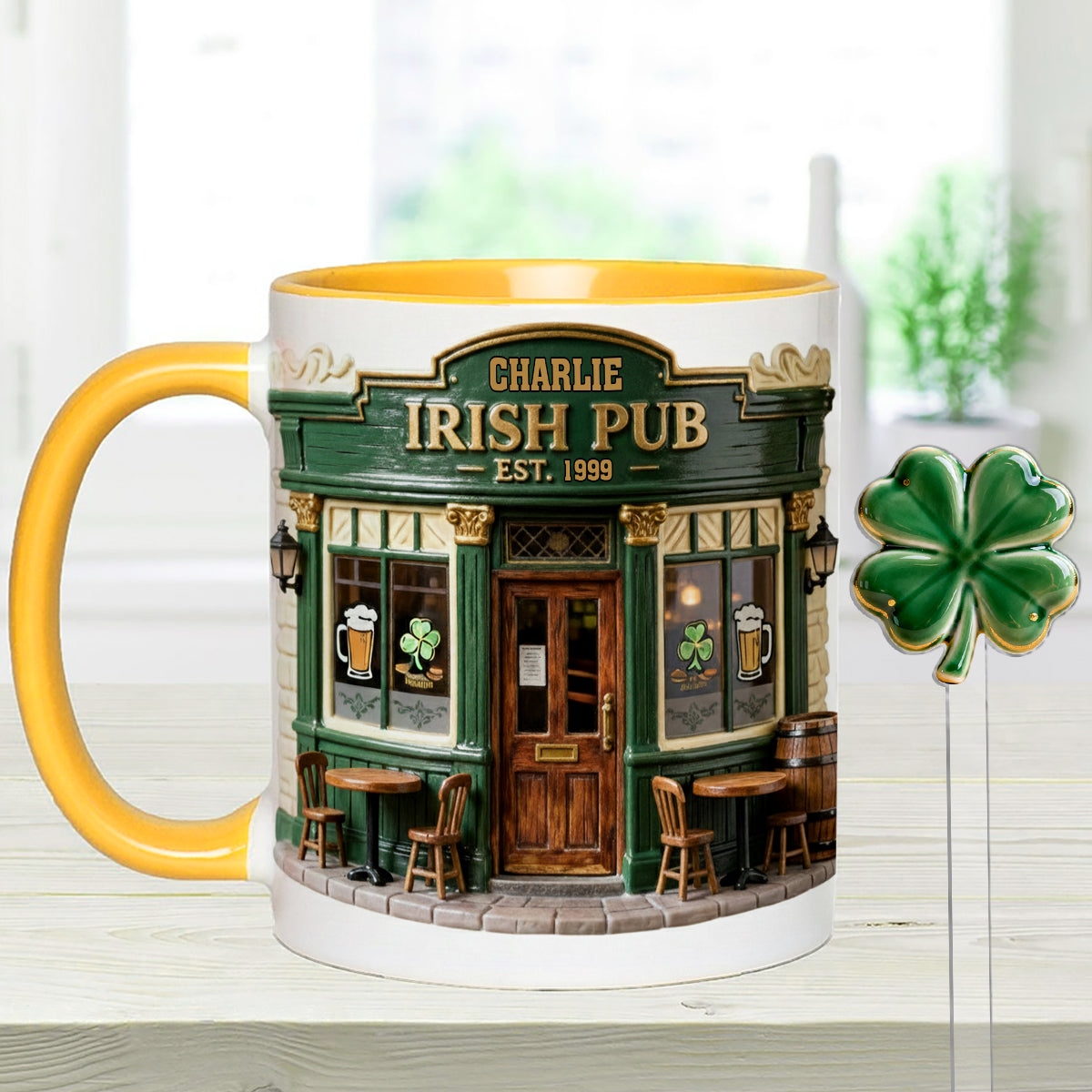 Ensemble de pub irlandais - Mug personnalisé avec agitateurs en acrylique