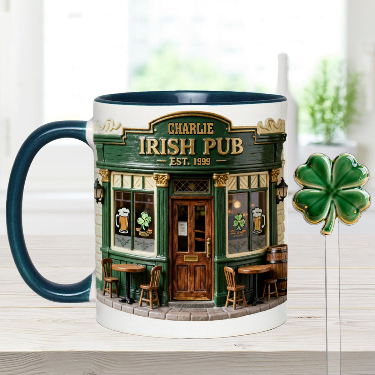 Ensemble de pub irlandais - Mug personnalisé avec agitateurs en acrylique
