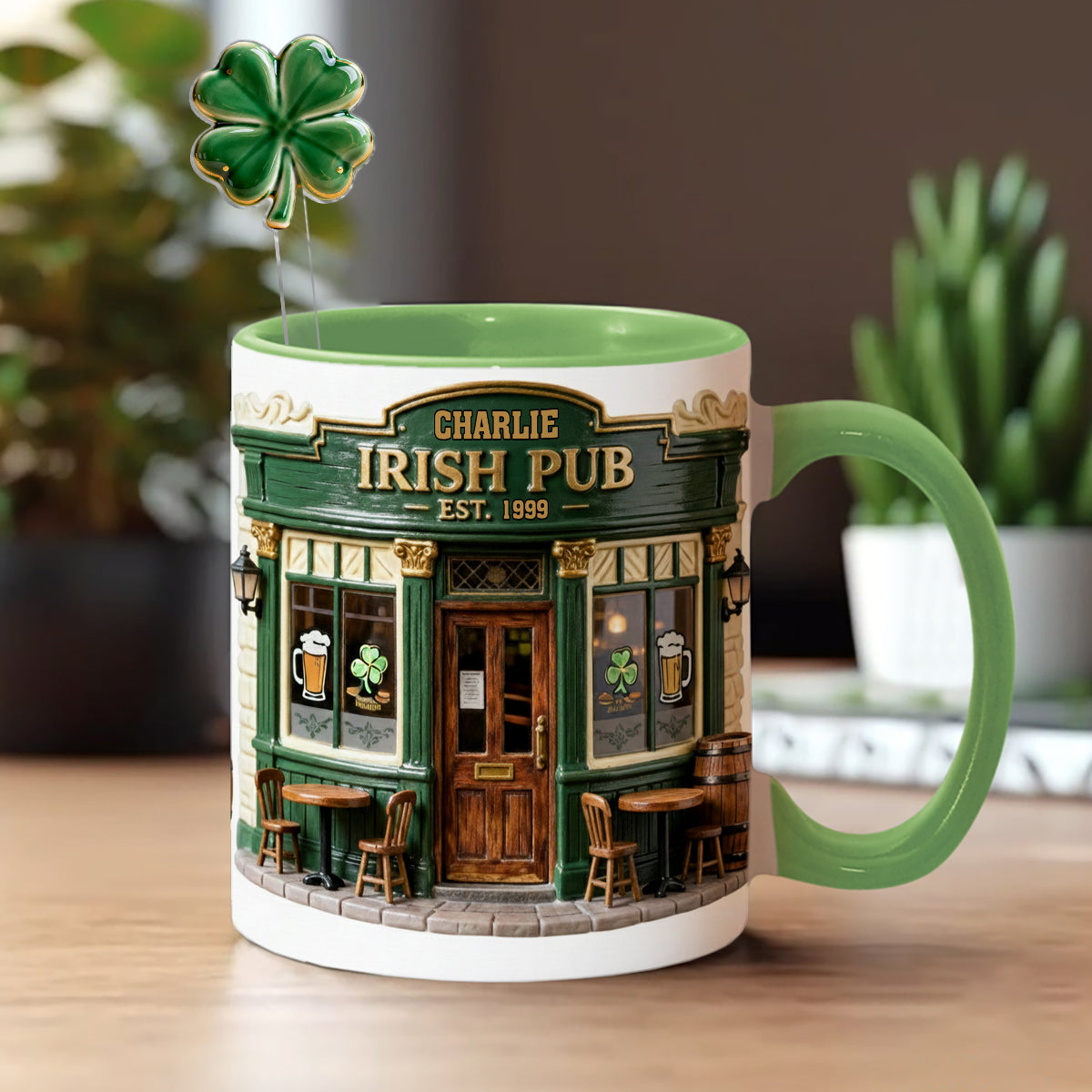 Ensemble de pub irlandais - Mug personnalisé avec agitateurs en acrylique