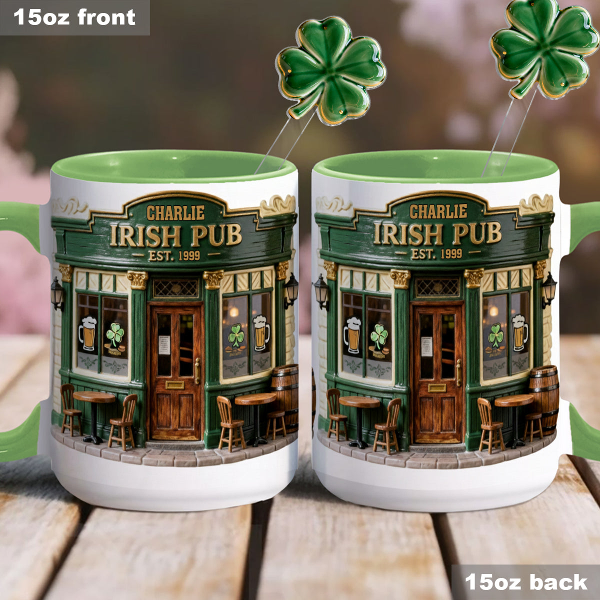 Ensemble de pub irlandais - Mug personnalisé avec agitateurs en acrylique