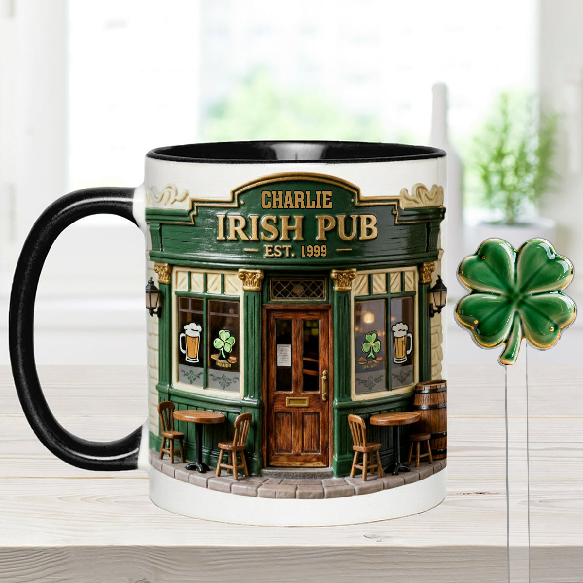 Ensemble de pub irlandais - Mug personnalisé avec agitateurs en acrylique