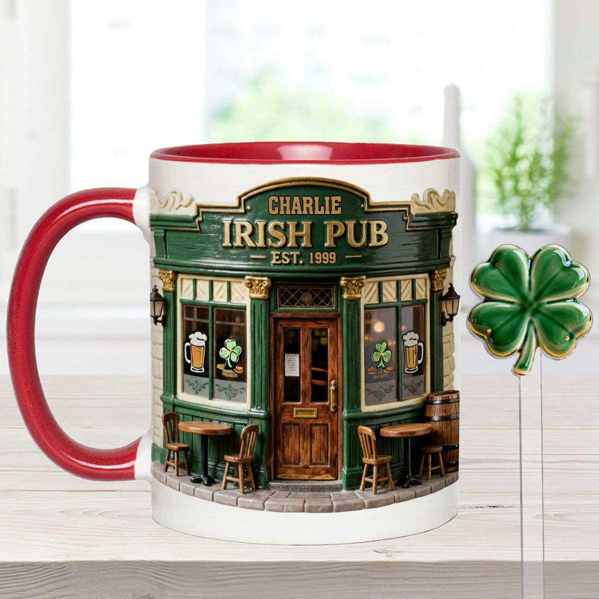 Ensemble de pub irlandais - Mug personnalisé avec agitateurs en acrylique