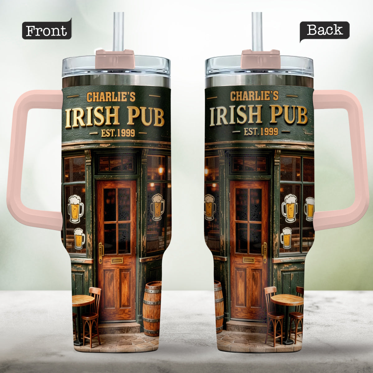 Irish Pub - Personalized Irish Tumbler With Handle