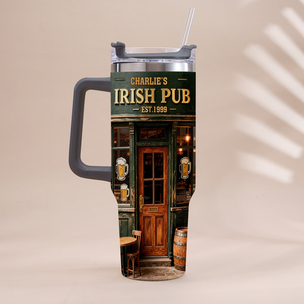 Irish Pub - Personalized Irish Tumbler With Handle