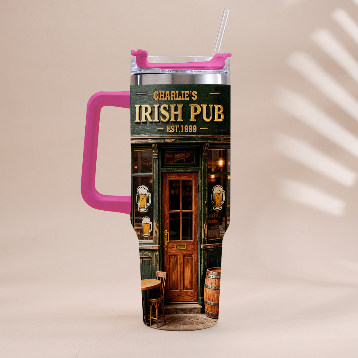 Irish Pub - Personalized Irish Tumbler With Handle