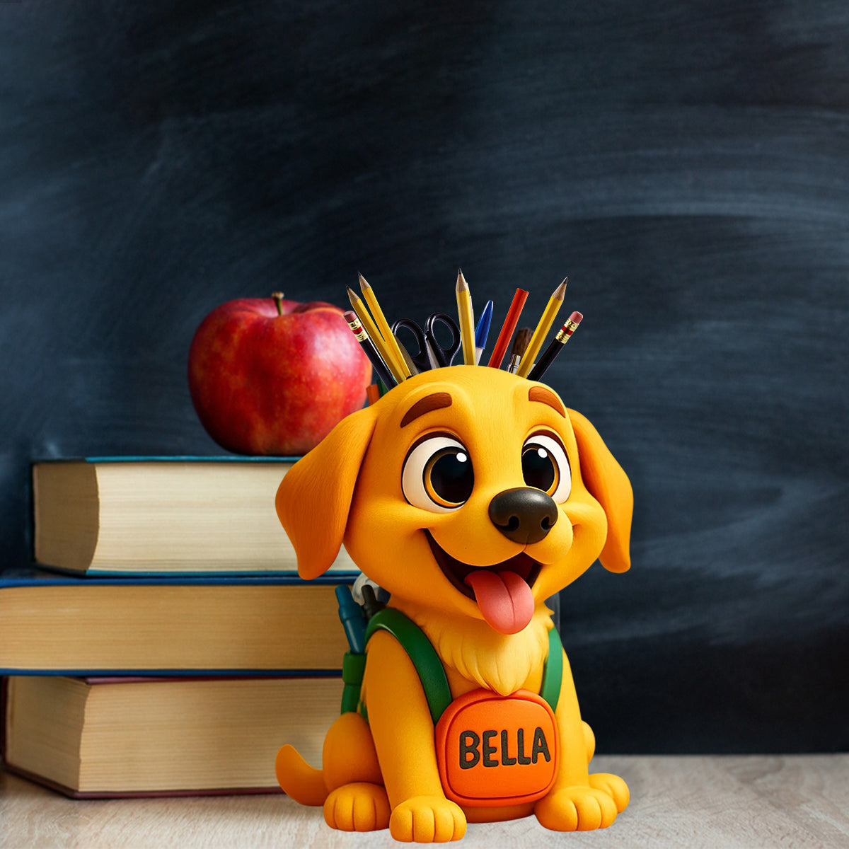 Cute Dog/ Cat Pen Holder for Desk - Personalized Dog Wooden Desk Organizer