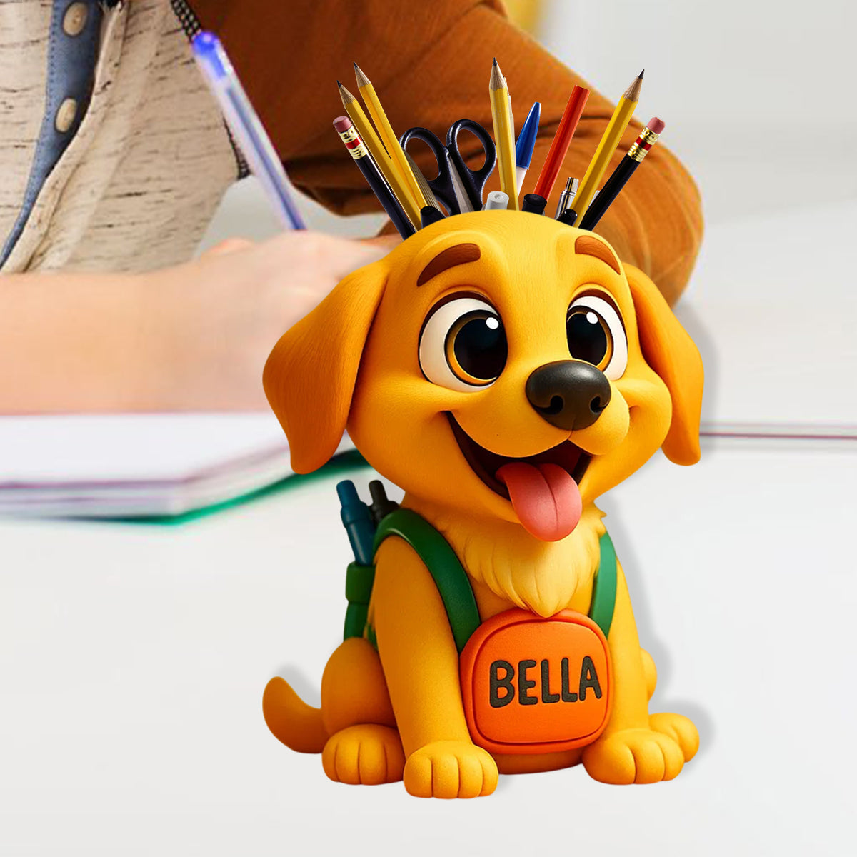 Cute Dog/ Cat Pen Holder for Desk - Personalized Dog Wooden Desk Organizer