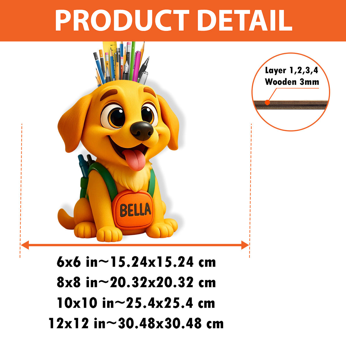 Cute Dog/ Cat Pen Holder for Desk - Personalized Dog Wooden Desk Organizer