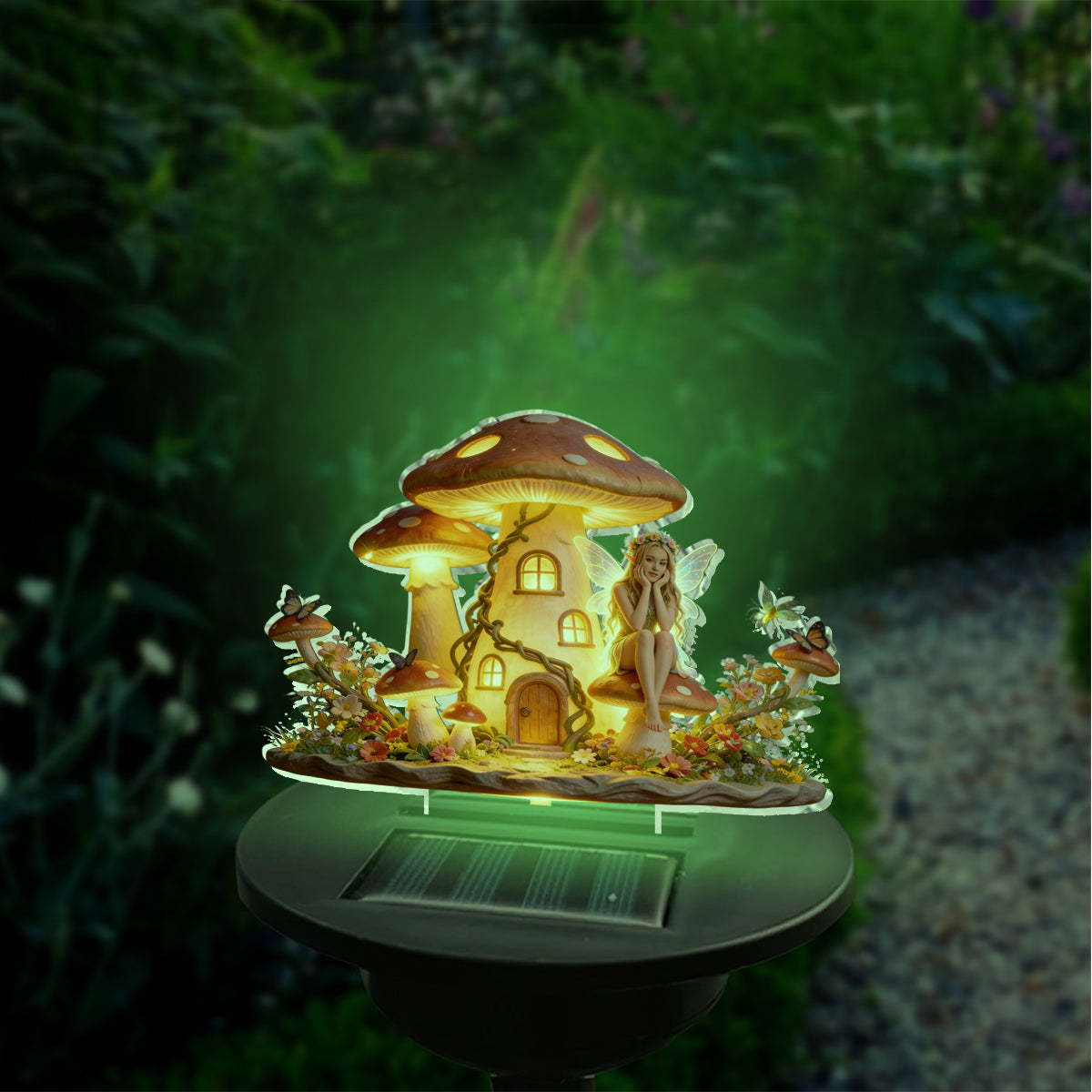 Pilz Feenhaus, Feengarten - Personalisierte Pilz Garten Solarleuchte