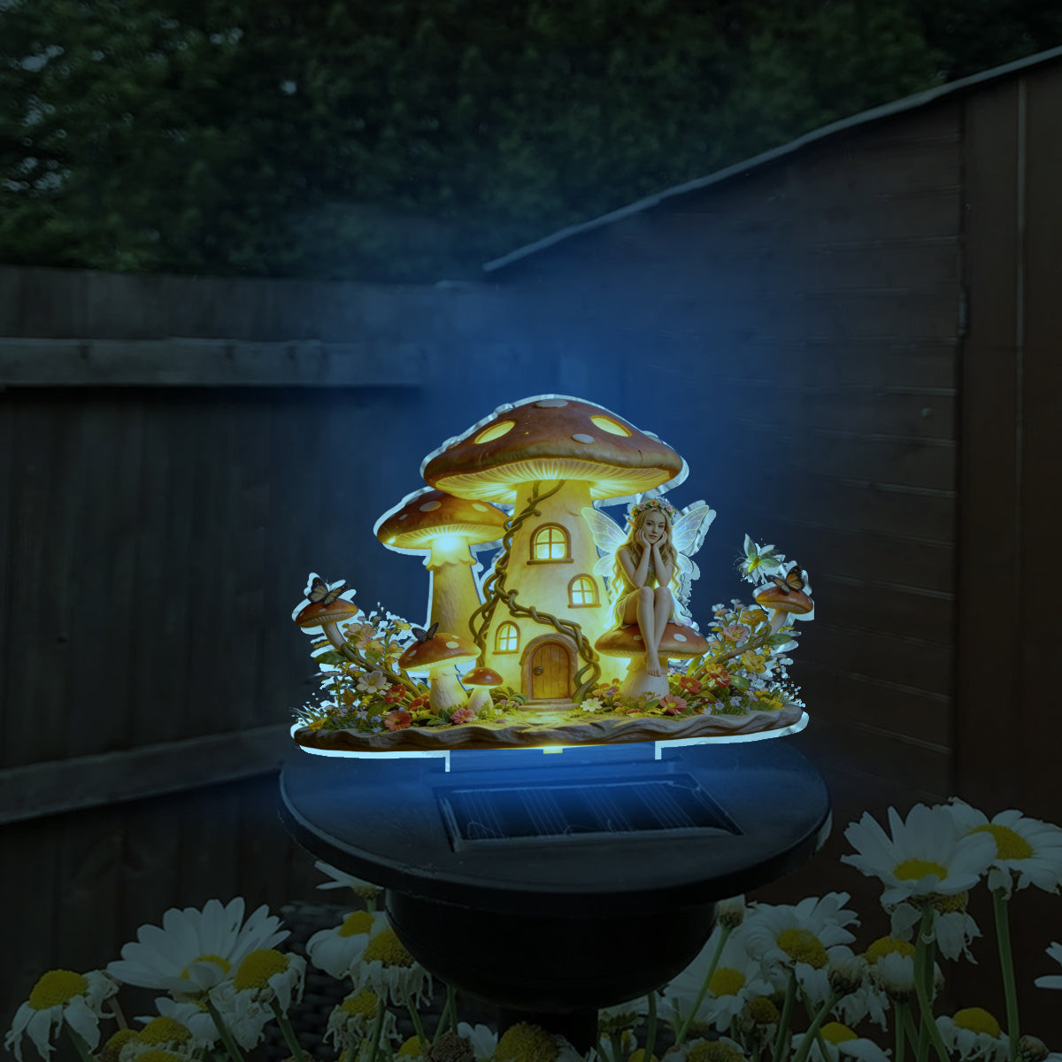Pilz Feenhaus, Feengarten - Personalisierte Pilz Garten Solarleuchte