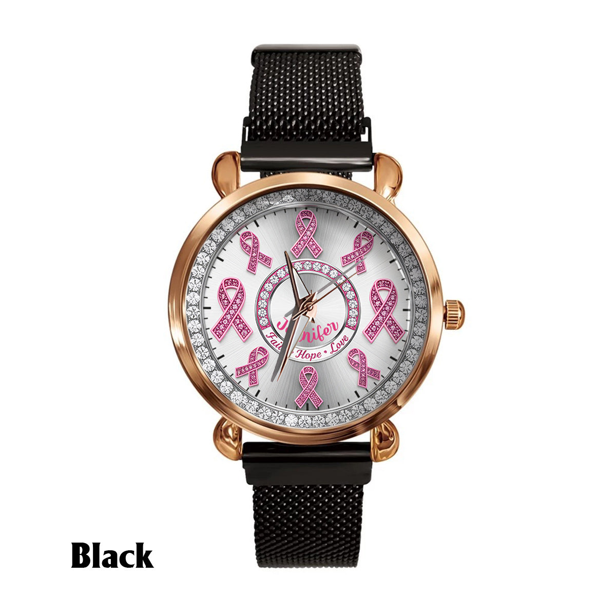 Faith Hope Love - Personalized Breast Cancer Awareness Women Hand Watch