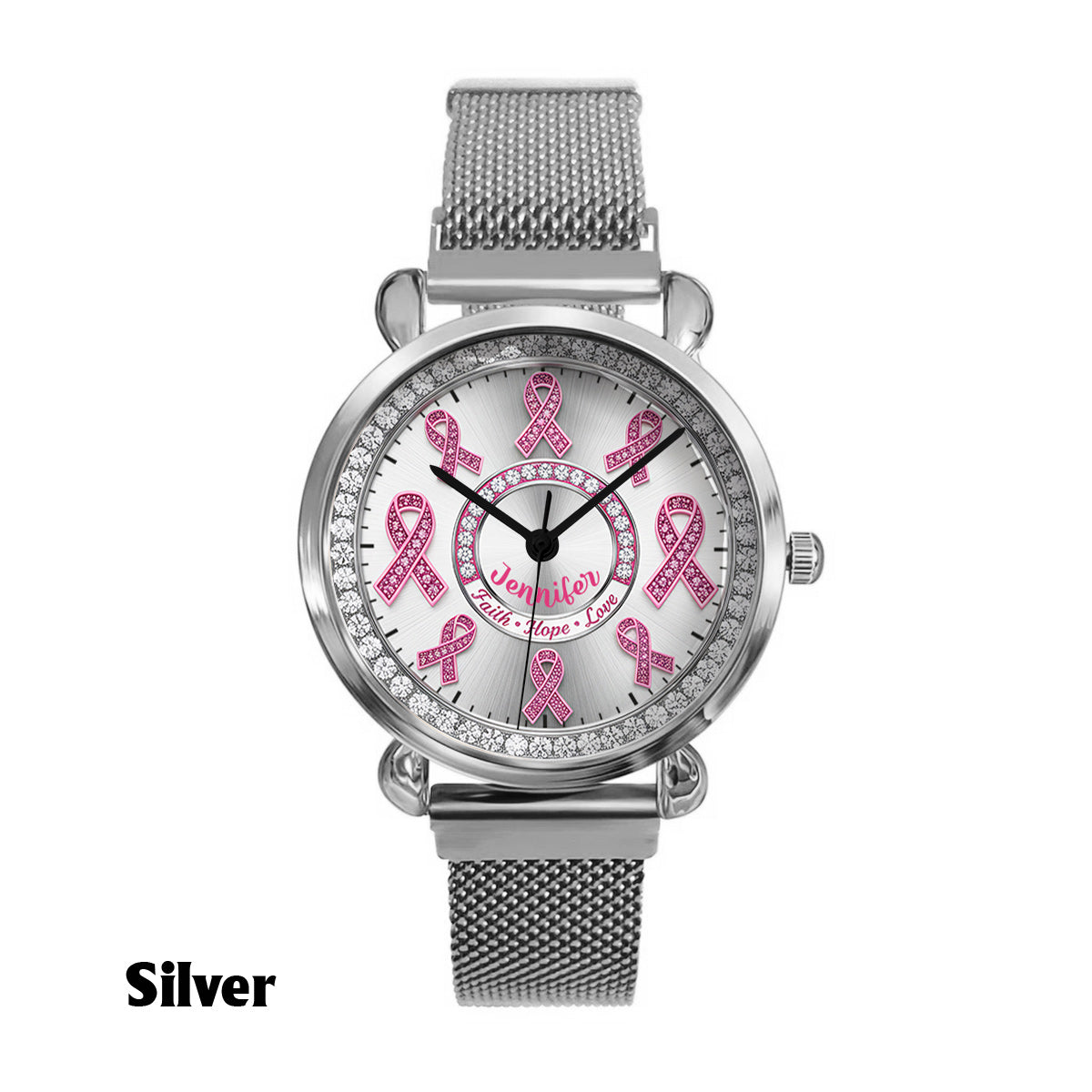 Faith Hope Love - Personalized Breast Cancer Awareness Women Hand Watch