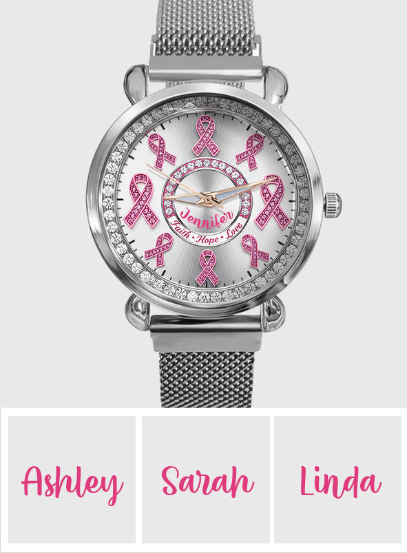 Faith Hope Love - Personalized Breast Cancer Awareness Women Hand Watch