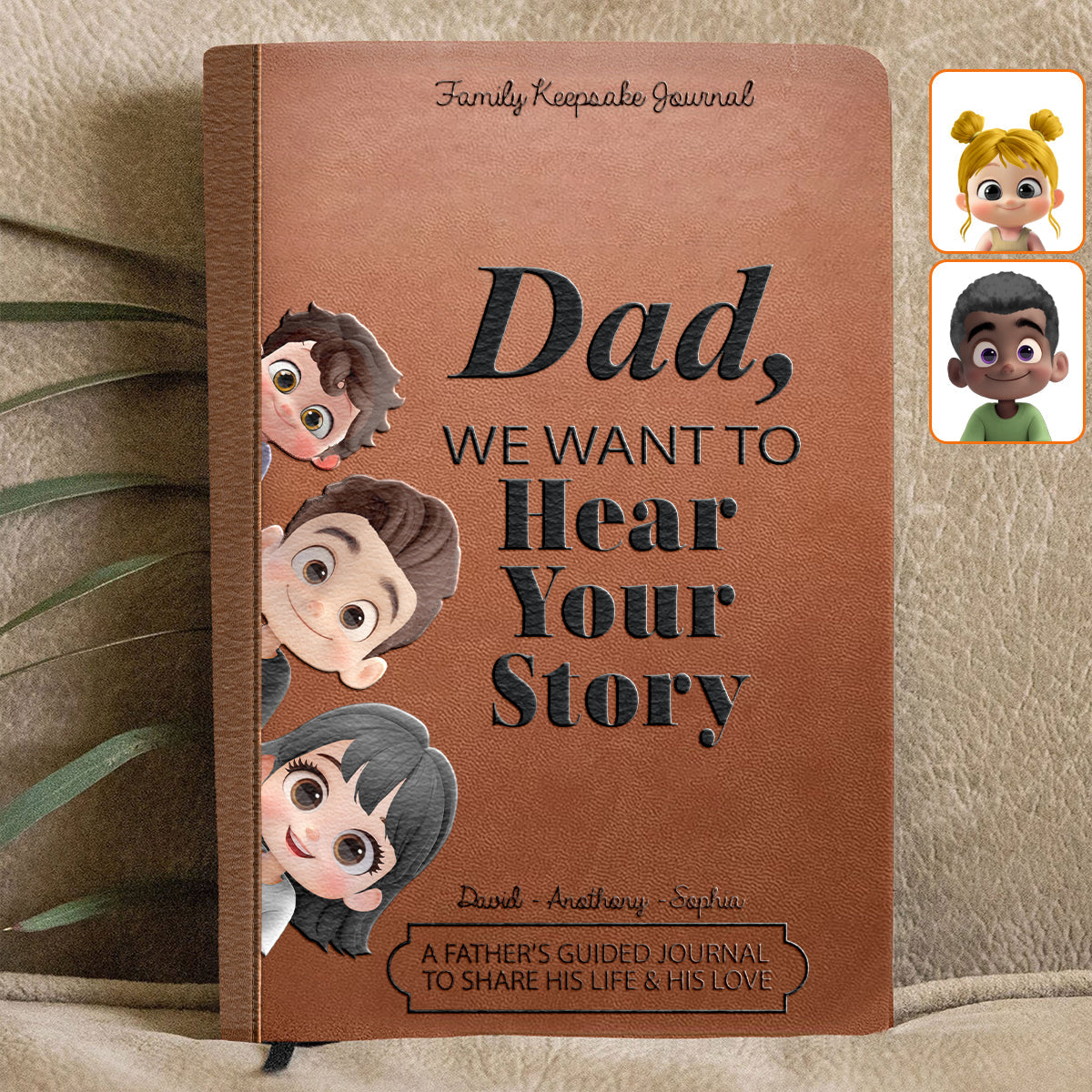 Dad, We Want to Hear Your Story - Personalized Father Leather Journal