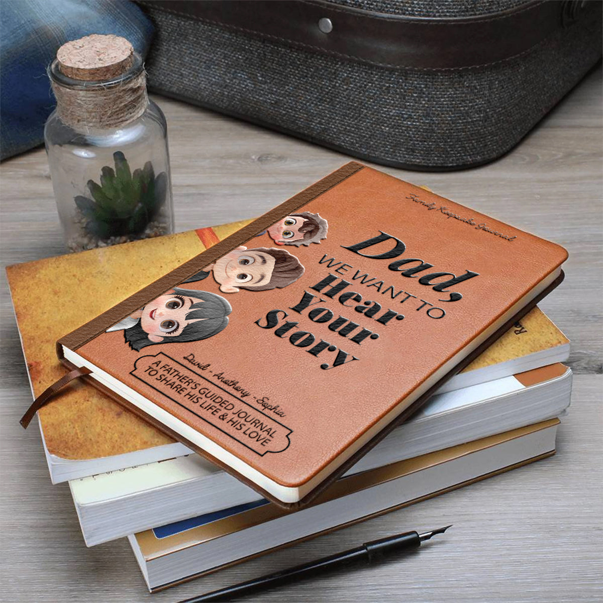 Dad, We Want to Hear Your Story - Personalized Father Leather Journal