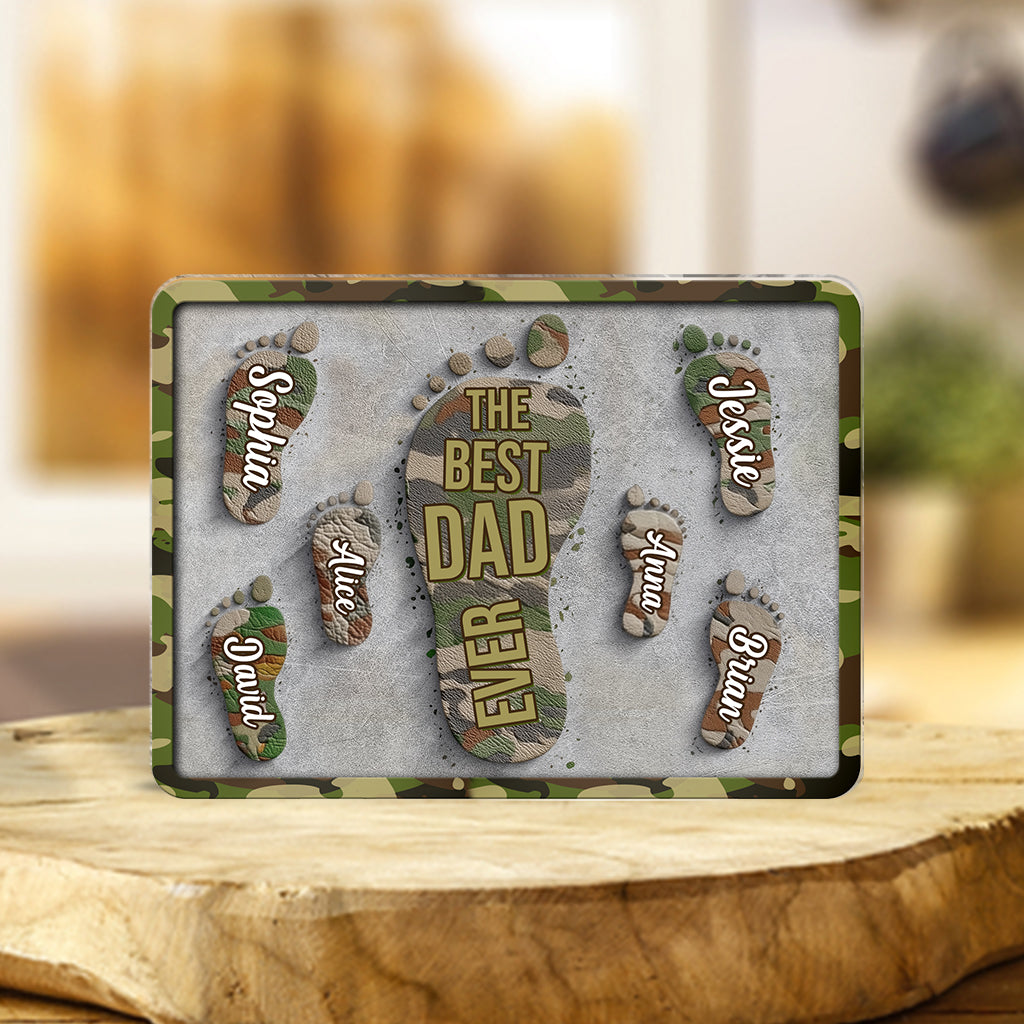 Best Dad Ever - Dad Foot Print - Personalized Father Custom Shaped Acrylic Plaque