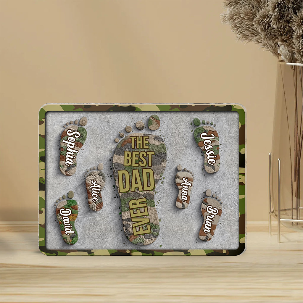 Best Dad Ever - Dad Foot Print - Personalized Father Custom Shaped Acrylic Plaque