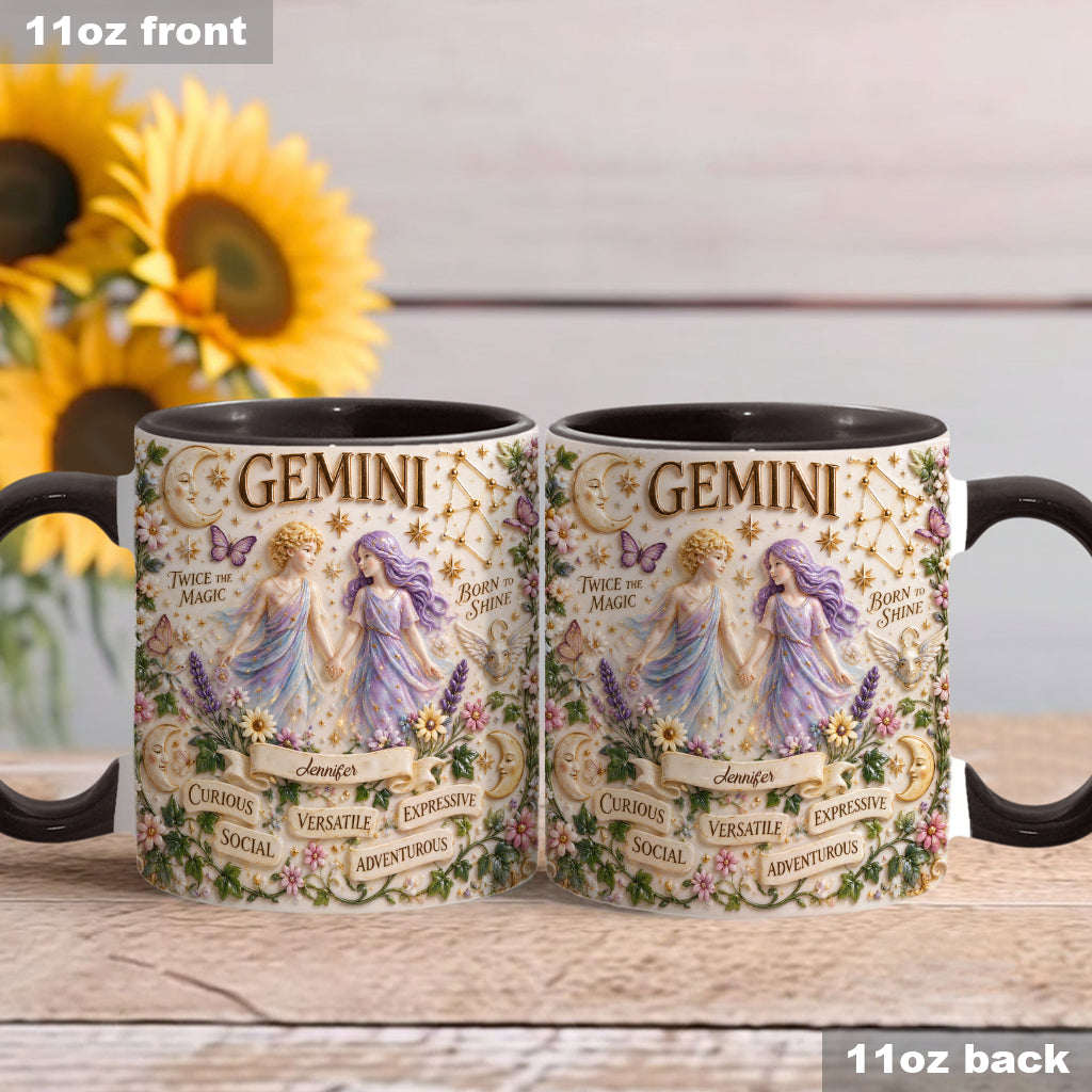 Custom Zodiac Mug Set - Personalized Horoscope Accent Mug & Shaped Coaster