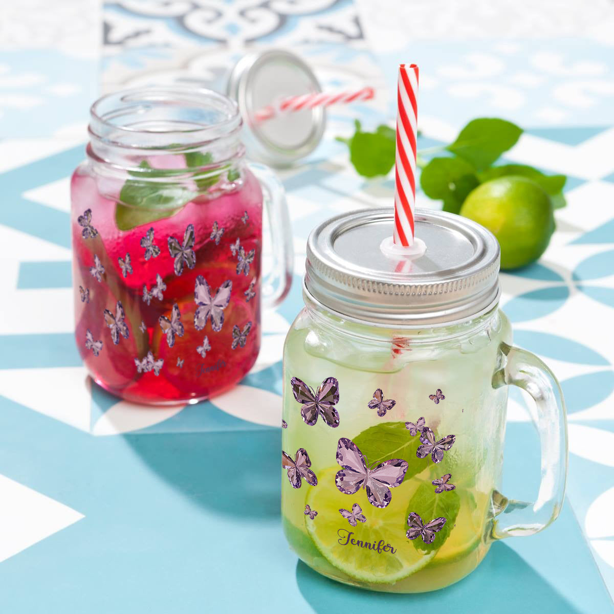 Love Butterflies - Personalized Butterfly Mason Jar Cup