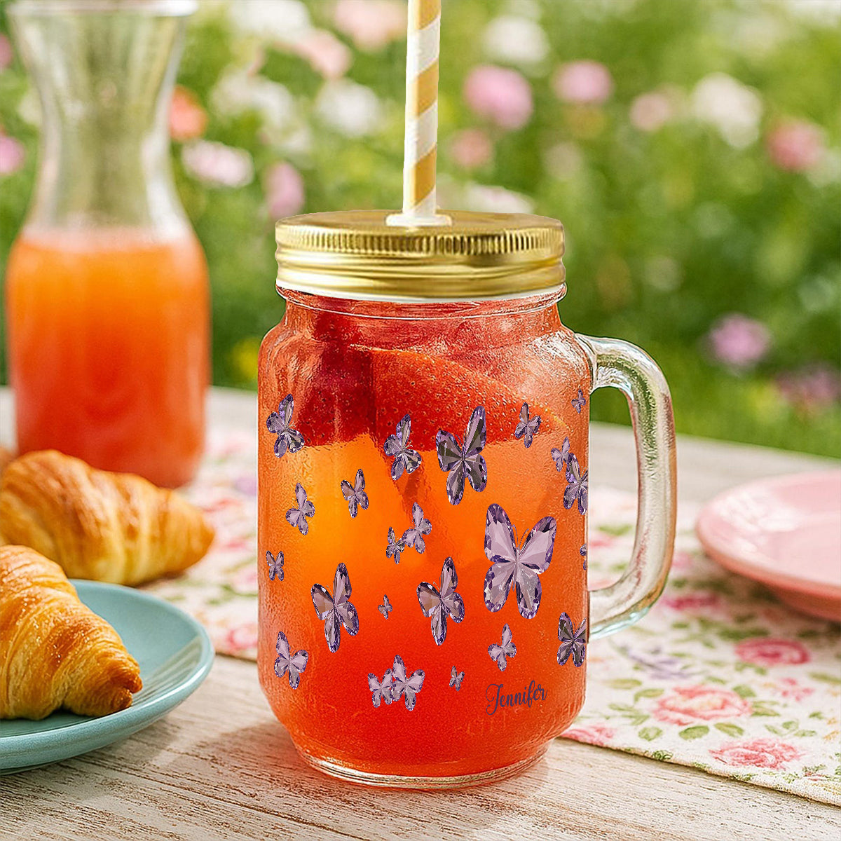 Love Butterflies - Personalized Butterfly Mason Jar Cup