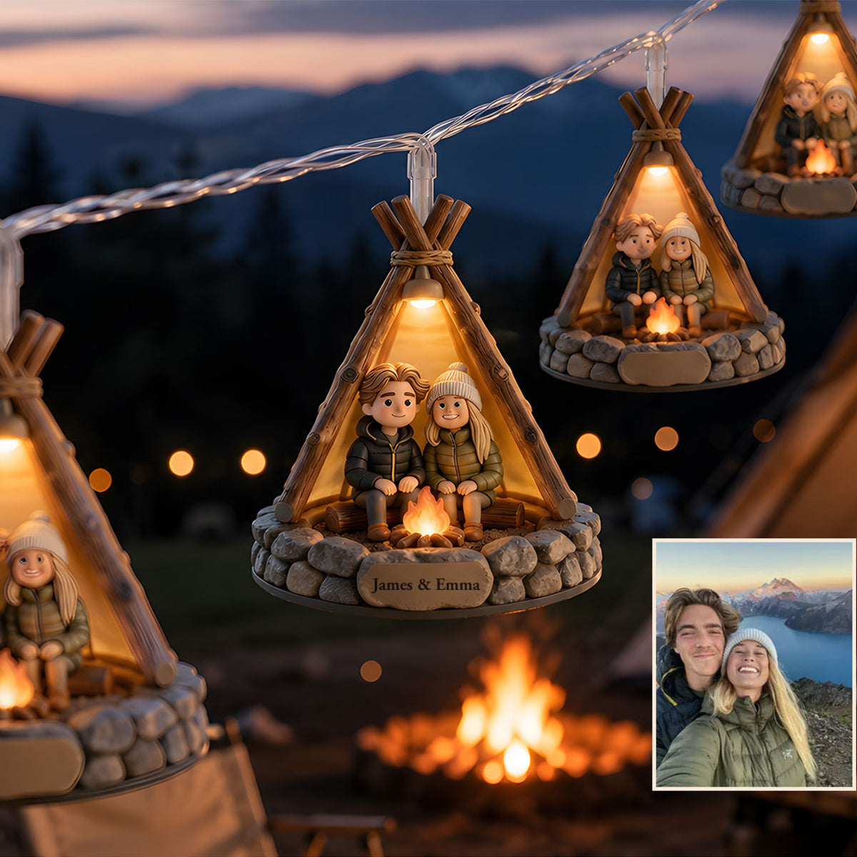 Einzigartige Campingdekoration, individuell aus jedem Foto - Personalisierte Campinglichter