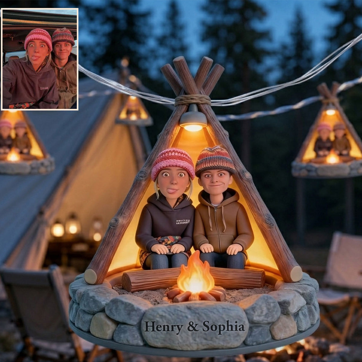 Einzigartige Campingdekoration, individuell aus jedem Foto - Personalisierte Campinglichter