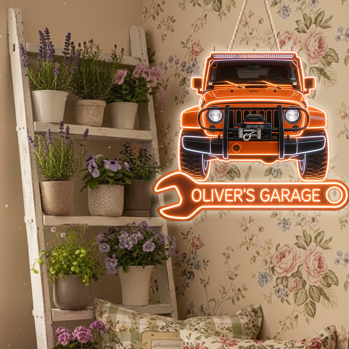 Meine Garage - Personalisierte LED-Licht-Acryl-Schild für Auto-Liebhaber