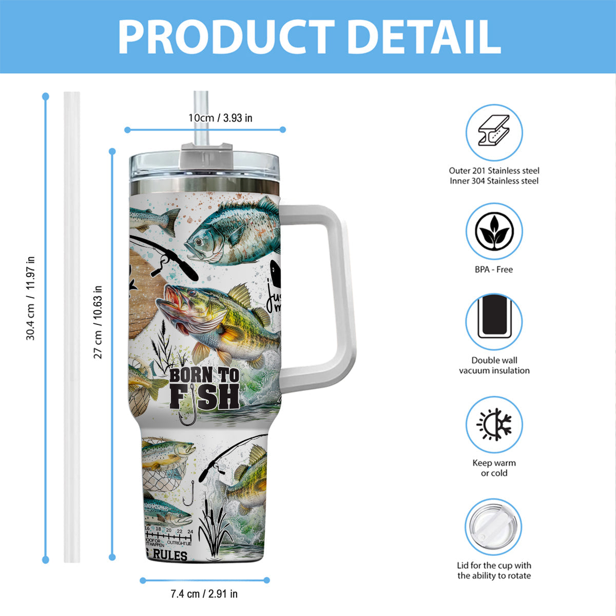 Juste un dernier lancer - Gobelet isotherme de pêche personnalisé avec poignée