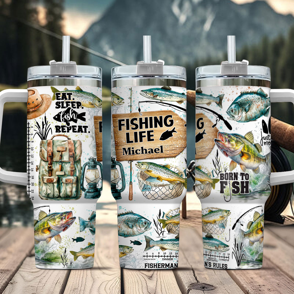 Juste un dernier lancer - Gobelet isotherme de pêche personnalisé avec poignée