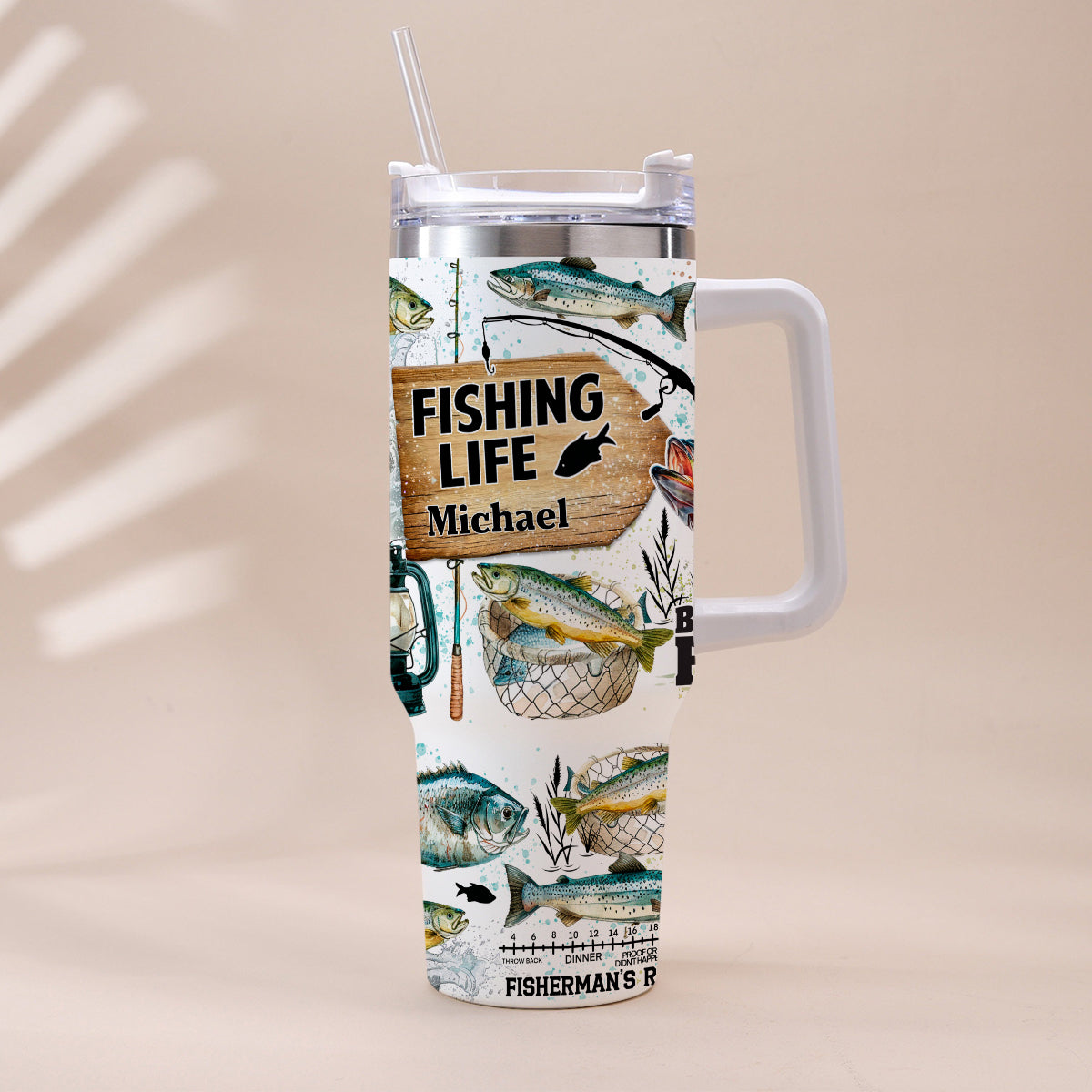 Juste un dernier lancer - Gobelet isotherme de pêche personnalisé avec poignée