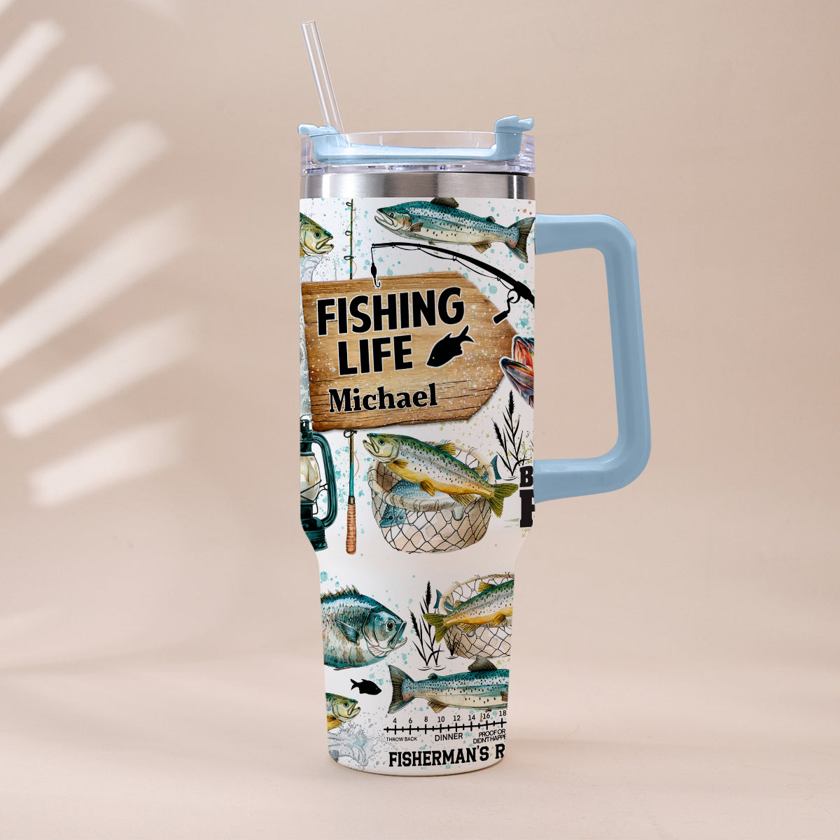 Juste un dernier lancer - Gobelet isotherme de pêche personnalisé avec poignée