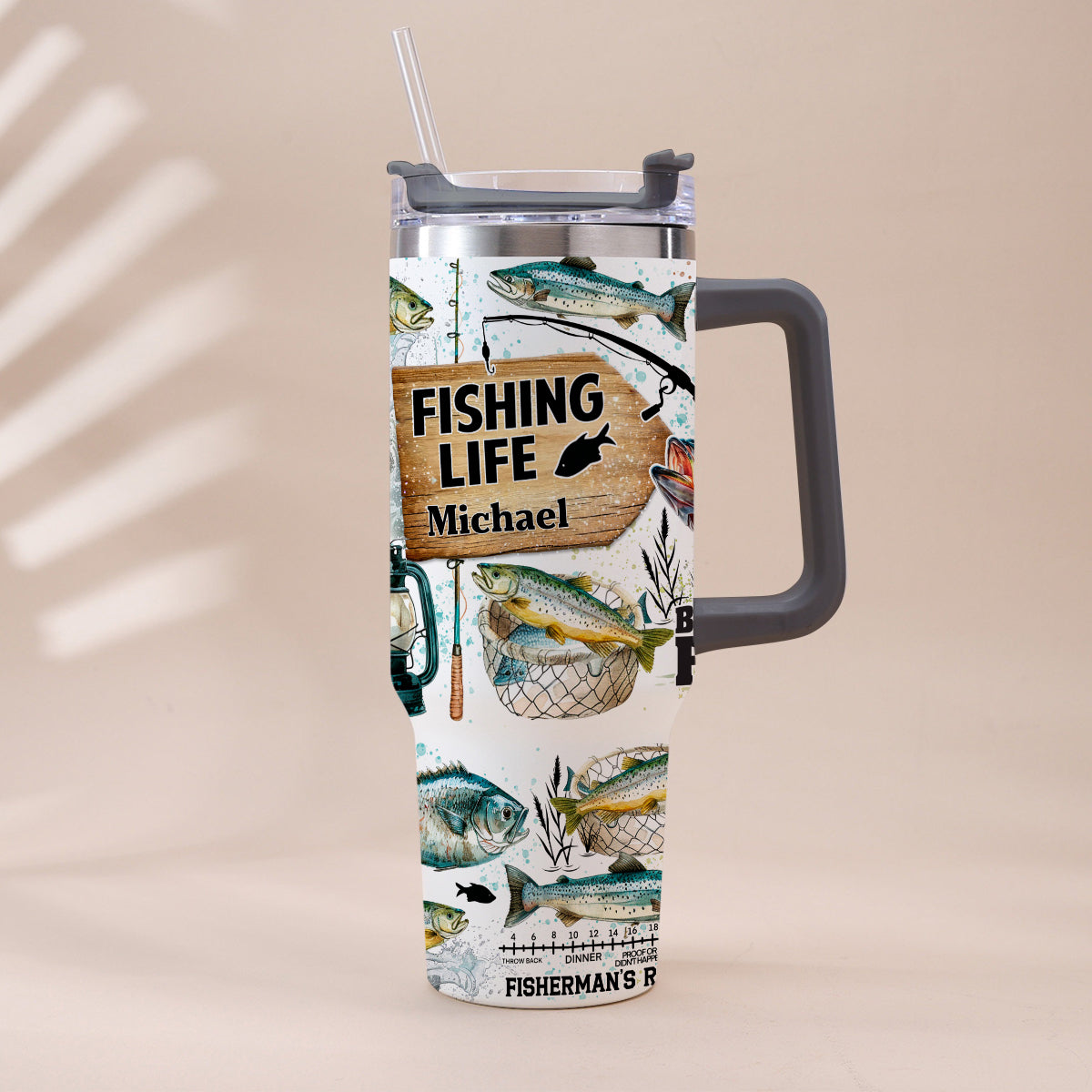 Juste un dernier lancer - Gobelet isotherme de pêche personnalisé avec poignée