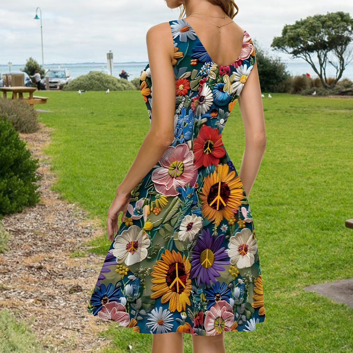 You Belong Among The Wildflowers - Personalized Hippie Sleeveless Dress